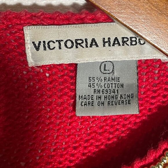 Vintage Red Sweater L Gold Beaded Sequin Roses Knit Holiday 80s Glam Pullover - Picture 5 of 11